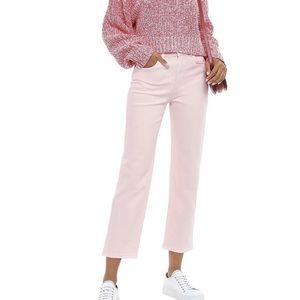 NWT Rebecca Minkoff Pink Dominica Cropped Straight Leg High Rise Jeans Size 28